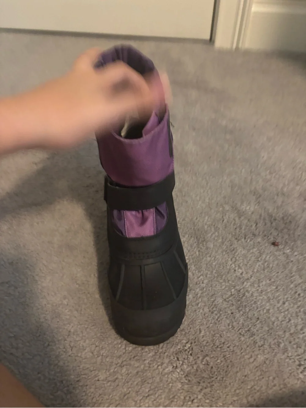 Girls Purple Winter Snow Boot with Black Sole